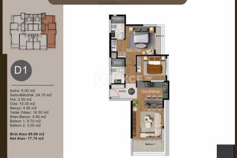 Продажа квартиры  в Мезитли, Мерсине, Турция 2+1, 95м2, №186995 – фото 26