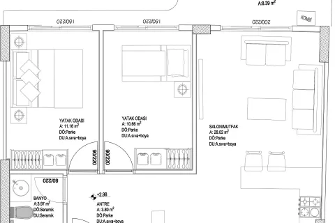 Продажа квартиры  в Аксу, Анталье, Турция 2+1, 66м2, №189483 – фото 18