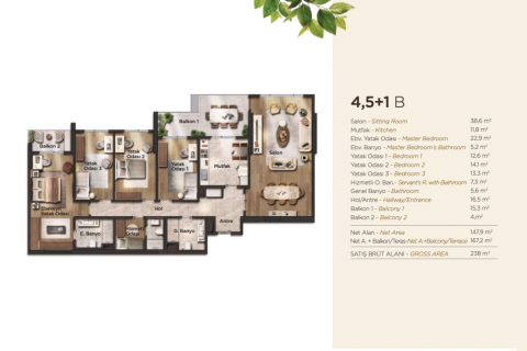 آپارتمان در  Istanbul ، امارات متحده عربی 95 متر مربع.  شماره 186340 - 29