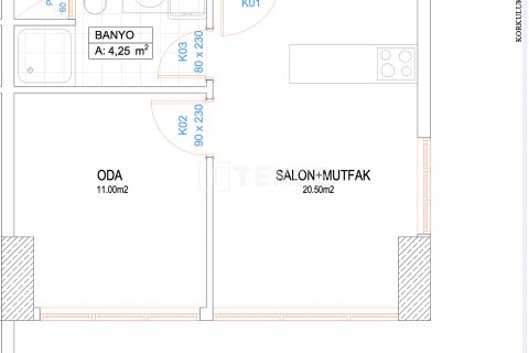 1+1 Leilighet  i Izmir, Tyrkia Nr. 191295 - 14