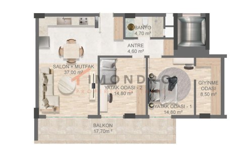 Продажа квартиры  в Аксу, Анталье, Турция 2+1, 85м2, №191505 – фото 10