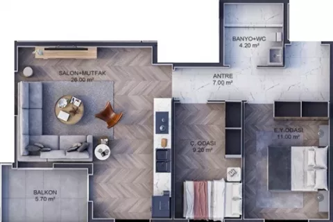 Продажа квартиры  в Кепезе, Чанаккале, Турция 2+1, 85м2, №183003 – фото 18