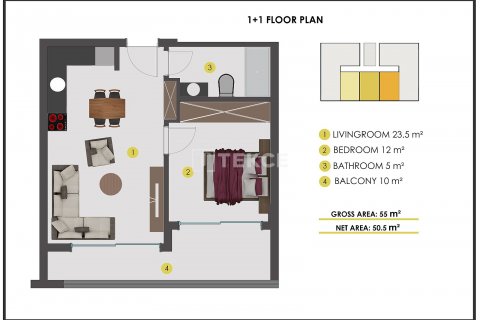 Apartment for sale in Alanya, Antalya, Turkey, 1 bedroom, 55m2, No. 191597 – photo 29