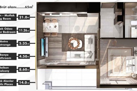 Apartment for sale  in Aksu, Antalya, Turkey, 1 bedroom, 65m2, No. 193869 – photo 15