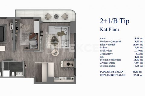 3+1 Lägenhet  i ankara, Turkiet Nr. 184030 - 24