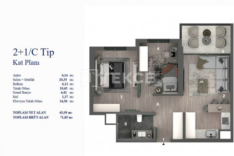 3+1 Lägenhet  i ankara, Turkiet Nr. 184030 - 25