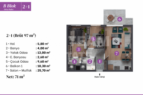 Продажа квартиры  в Алтынташа, Анталье, Турция 3 комн., 97м2, №190151 – фото 19