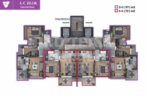 Продажа квартиры  в Алтынташа, Анталье, Турция 3 комн., 97м2, №190151 – фото 14