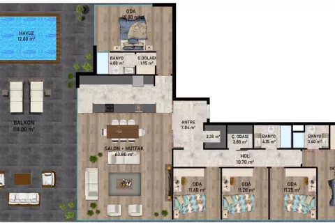 Продажа квартиры  в Аксу, Анталье, Турция 5+1, 314м2, №182860 – фото 12