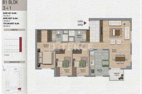 Продажа квартиры  в Пендике, Стамбуле, Турция 3+1, 133м2, №185490 – фото 16