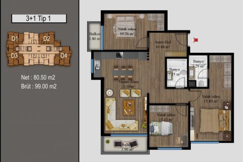 Leilighet i Mersin, Tyrkia Nr. 186000 - 25