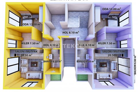 Продажа квартиры в Чифтликкёе, Ялове, Турция 2+1, 75м2, №178119 – фото 3