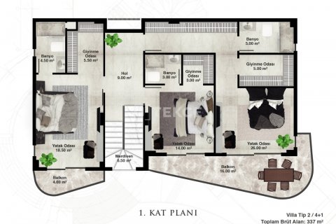 Продажа виллы  в Аланье, Анталье, Турция 4+1, 300м2, №191653 – фото 22