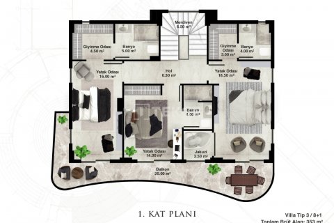 Продажа виллы  в Аланье, Анталье, Турция 4+1, 300м2, №191653 – фото 25