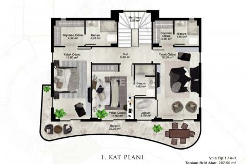 Продажа виллы  в Аланье, Анталье, Турция 4+1, 300м2, №191653 – фото 20