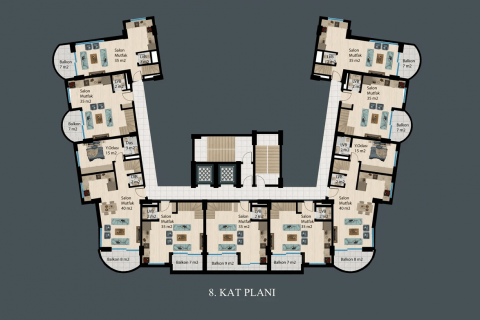 1+1 Lejlighed  i Demirtas, Alanya, Antalya, Tyrkiet Nr. 180011 - 15