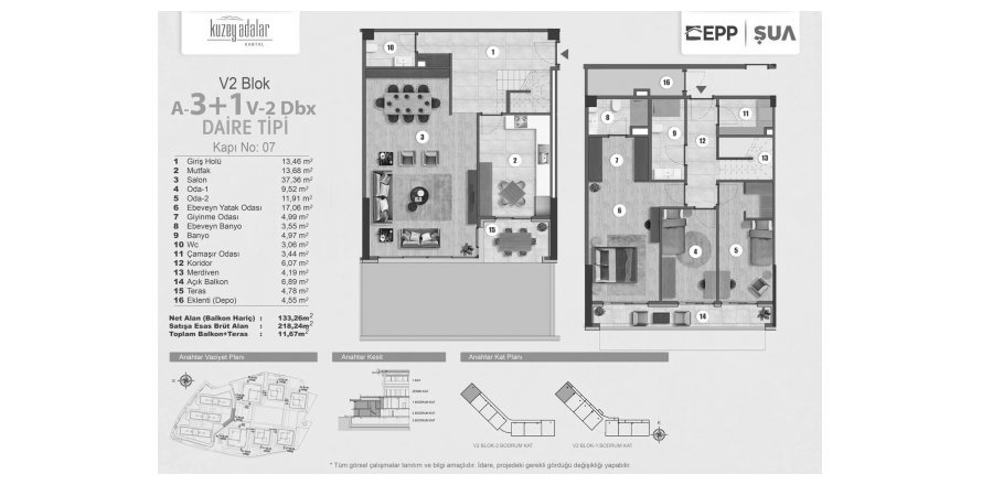 3+1 Leilighet i Kuzey Adalar Kartal, Kartal, Istanbul, Tyrkia Nr. 189185