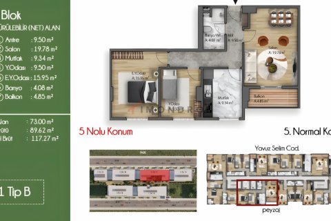 آپارتمان در Küçükçekmece،  Istanbul ، ترکیه 2 خوابه ، 95 متر مربع.  شماره 193857 - 27