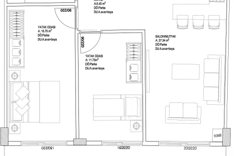 آپارتمان در  Aksu ، ترکیه 2 خوابه ، 83 متر مربع.  شماره 189492 - 18