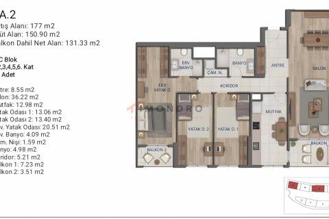 2+1 Wohnung  in Umraniye, Istanbul, Türkei Nr. 211728 - 30