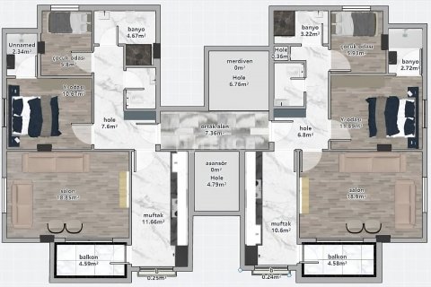 Продажа квартиры  в Анталье, Турция 2+1, 90м2, №191778 – фото 6