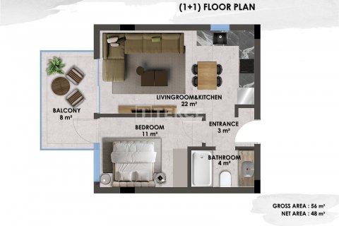 Apartment for sale in Alanya, Antalya, Turkey, 1 bedroom, 56m2, No. 191590 – photo 13