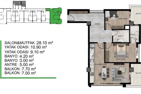 Продажа квартиры  в Мерсине, Турция, 100м2, №185986 – фото 9