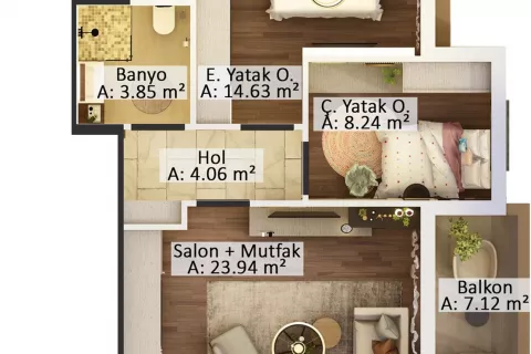 Продажа квартиры  в Мугле, Турция 2+1, 85м2, №183469 – фото 11