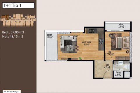 Продажа квартиры  в Мерсине, Турция 2 комн., 52м2, №186113 – фото 16