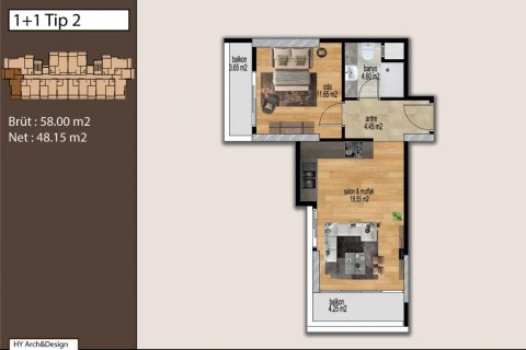 Продажа квартиры  в Мерсине, Турция 2 комн., 52м2, №186113 – фото 17