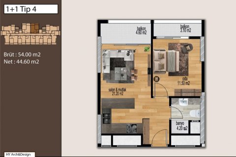 Продажа квартиры  в Мерсине, Турция 2 комн., 52м2, №186113 – фото 14