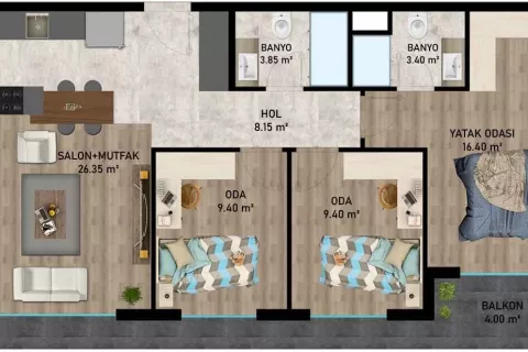 3+1 Leilighet  i Aksu, Antalya, Tyrkia Nr. 182851 - 12