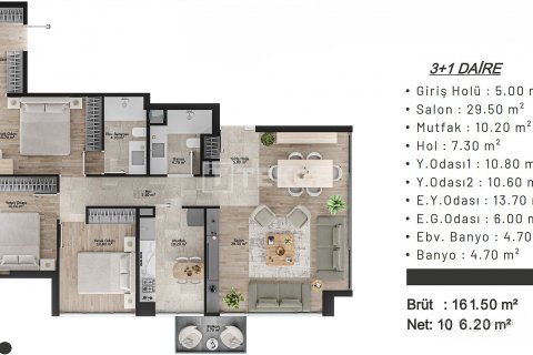 Apartment for sale  in Istanbul, Turkey, 3 bedrooms, 161m2, No. 187060 – photo 3