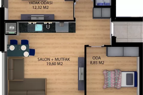 آپارتمان در  Aksu ، امارات متحده عربی 2 خوابه ، 95.81 متر مربع.  شماره 182793 - 24