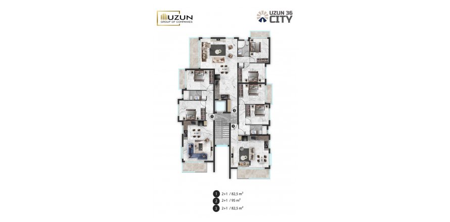 2+1 Leilighet i Uzun 36 City, Famagusta,  Nr. 188184