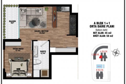 آپارتمان در Antalya ، ترکیه 60 متر مربع. شماره 186277 - 18