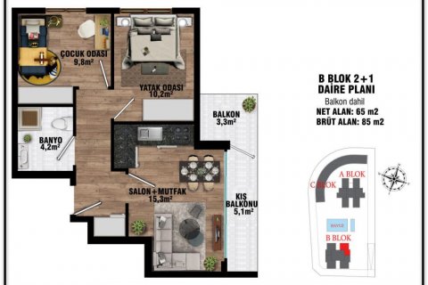 آپارتمان در Antalya ، ترکیه 60 متر مربع. شماره 186277 - 11