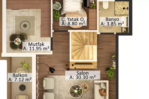 4+1 Lejlighed  i Mugla, Tyrkiet Nr. 183471 - 11