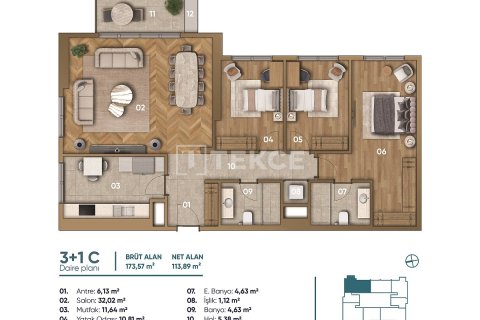 Продажа квартиры  в Стамбуле, Турция 3+1, 295м2, №187053 – фото 19