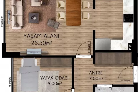 2+1 Lejlighed  i Aksu, Antalya, Tyrkiet Nr. 183304 - 4