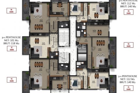 Продажа пентхауса  в Аланье, Анталье, Турция 2+1, 118м2, №165963 – фото 4