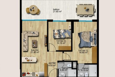 Продажа квартиры  в Мерсине, Турция 2 комн., 64м2, №185988 – фото 25
