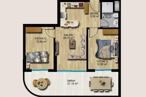 Продажа квартиры  в Мерсине, Турция 2 комн., 64м2, №185988 – фото 27