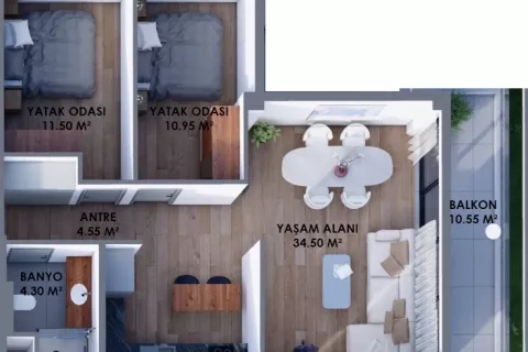 Продажа квартиры  в Аксу, Анталье, Турция 2+1, 88.67м2, №183105 – фото 6