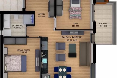 Продажа квартиры  в Аксу, Анталье, Турция 2+1, 73.06м2, №182798 – фото 25