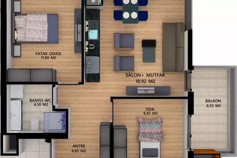 Продажа квартиры  в Аксу, Анталье, Турция 2+1, 74.11м2, №182799 – фото 25