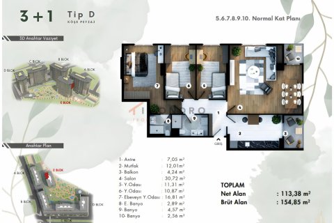 آپارتمان در Eyup،  Istanbul ، ترکیه 3 خوابه ، 145 متر مربع.  شماره 193687 - 26