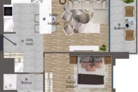 1+1 Lejlighed  i Mugla, Tyrkiet Nr. 183240 - 27