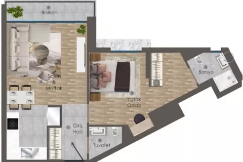 1+1 Lejlighed  i Mugla, Tyrkiet Nr. 183239 - 27