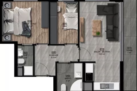 2+1 Wohnung in Mugla, Türkei Nr. 183557 - 19